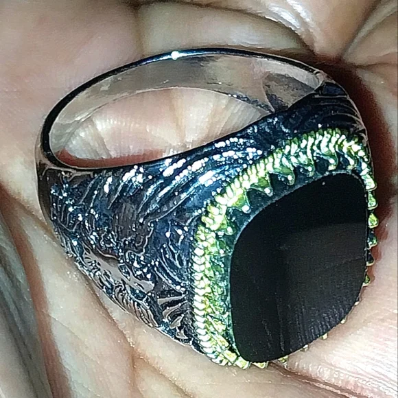 Retro Silver Gold and Black Men's Ring Sz 12 - Picture 7 of 9